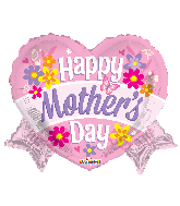 18" Happy Mother's Day Heart With Banner Shape Foil Balloon
