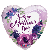 18" Happy Mother's Day Violet Flowers Foil Balloon