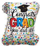 20" Congrats Grad Diploma Shape Foil Balloon