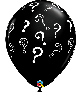 16" Question Marks Onyx Black (50 Per Bag) Latex Balloons