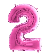 26" Midsize Foil Shape Balloon Number 2 Fuschia