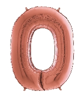 26" Midsize Foil Shape Balloon Number 0 Rose Gold
