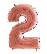 26" Midsize Foil Shape Balloon Number 2 Rose Gold