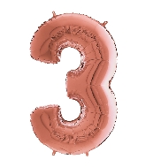 26" Midsize Foil Shape Balloon Number 3 Rose Gold