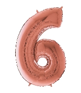 26" Midsize Foil Shape Balloon Number 6 Rose Gold