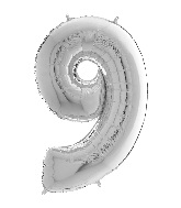 26" Midsize Foil Shape Balloon Number 9 Silver