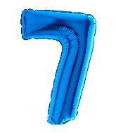 7" Airfill (requires heat sealing) Number Balloon 7 Blue