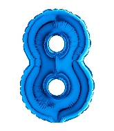 7" Airfill (requires heat sealing) Number Balloon 8 Blue