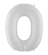 40" Foil Shape Balloon Number 0 Bright White