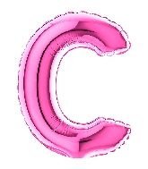7" Airfill Only (requires heat sealing) Letter C Fuschia Foil Balloon