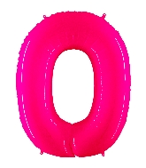 40" Foil Shape Balloon Number 0 Fluorescence Pink