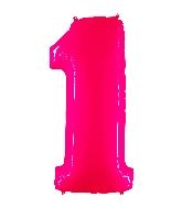 40" Foil Shape Balloon Number 1 Fluorescence Pink