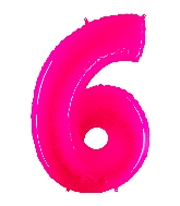 40" Foil Shape Balloon Number 6 Fluorescence Pink