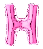 7" Airfill Only (requires heat sealing) Letter H Fuschia Foil Balloon
