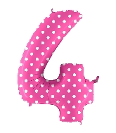 40" Foil Shape Balloon Number 4 Baby Pink Dots
