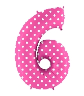 40" Foil Shape Balloon Number 6 Baby Pink Dots