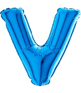 7" Airfill Only (requires heat sealing) Letter V Blue Foil Balloon