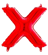 14" Airfill Only Foil Balloon Self Sealing Letter X Red