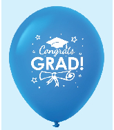 11" Congrats Grad Latex Balloons (25 Count) Blue