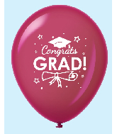 11" Congrats Grad Latex Balloons (25 Count) Burgundy
