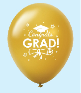 11" Congrats Grad Latex Balloons 25 Count Gold