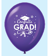 11" Congrats Grad Latex Balloons (25 Count) Purple