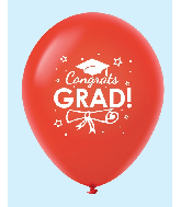 11" Congrats Grad Latex Balloons (25 Count) Red