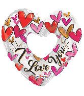 9" Airfill Only Trendy Hearts Shape Foil Balloon