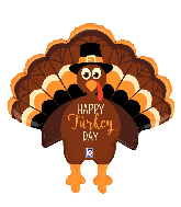 30" Foil Shape Turkey Day Foil Balloon