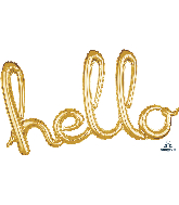 39" Airfill Only Script Phrase "Hello" Gold Foil Balloon