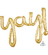 35" Airfill Only Script Phrase "Yay!" Gold Foil Balloon