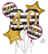 Bouquet Pink & Gold Milestone 40 Foil Balloon