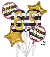 Bouquet Pink & Gold Milestone 65 Foil Balloon
