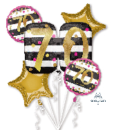 Bouquet Pink & Gold Milestone 70 Foil Balloon