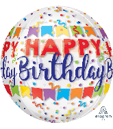 16" Orbz Happy Birthday Banner Bash Foil Balloon