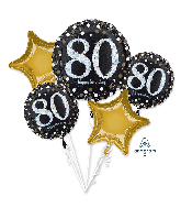Bouquet Sparkling Birthday 80 Foil Balloon
