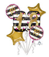 Bouquet Pink & Gold Milestone 18 Foil Balloon
