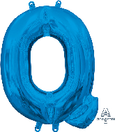 16" Airfill Only Letter "Q" Blue Foil Balloon