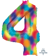34" Anagram Brand Number 4 Rainbow Splash Foil Balloon