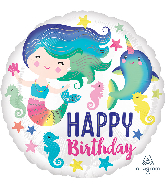 18" Colorful Ocean Fun Happy Birthday Foil Balloon