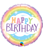 18" Round Birthday Rainbow Foil Balloon