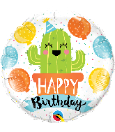 18" Round Birthday Party Cactus Foil Balloon