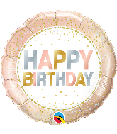 18" Round Birthday Metallic Dots Foil Balloon