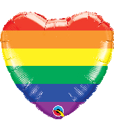 18" Heart Rainbow Stripes Pride Foil Balloon