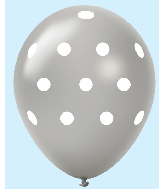 11" Polka Dots Latex Balloons (25 Count) Silver