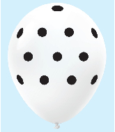 11" Polka Dots Latex Balloons 25 Count White