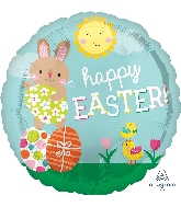 18" Happy Easter Bunny & Chicks Foil Balloon