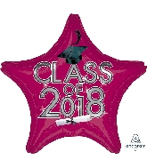 18" Class of 2018 - Burgundy Star Shape Foil Balloon