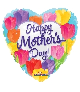 18" Happy Mother's Day Bright Tulips Foil Balloon