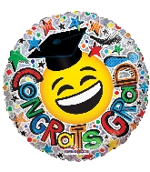 18" Congrats Grad Smiley Ho Foil Balloon